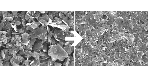 Before and after delaminating graphite