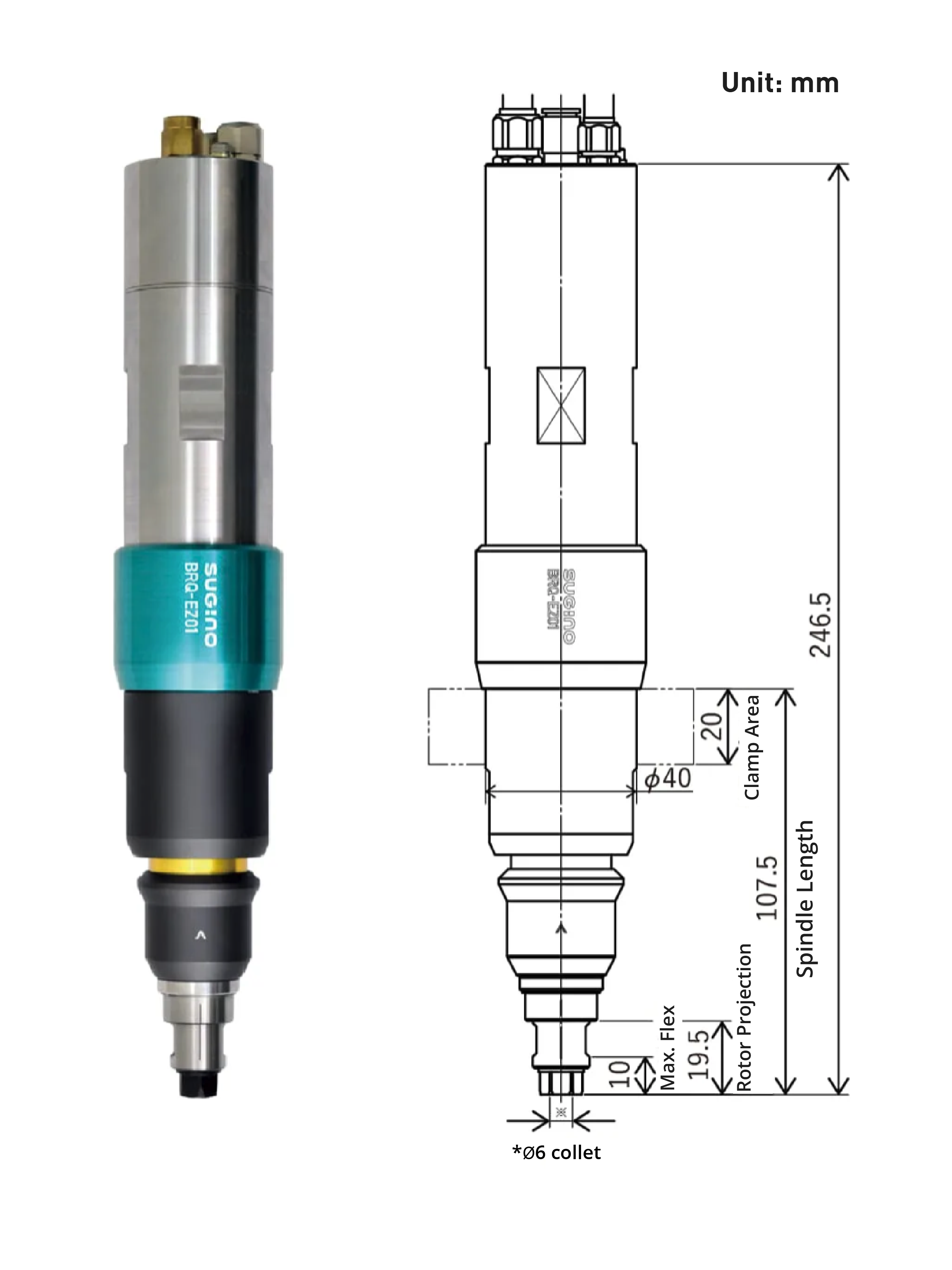 Barriquan EZ01 dimensions for deburring with a robot