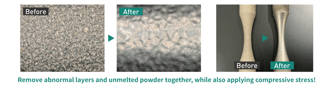 Before and after treatment with sugino's CASF cavitation abrasive surface treatment