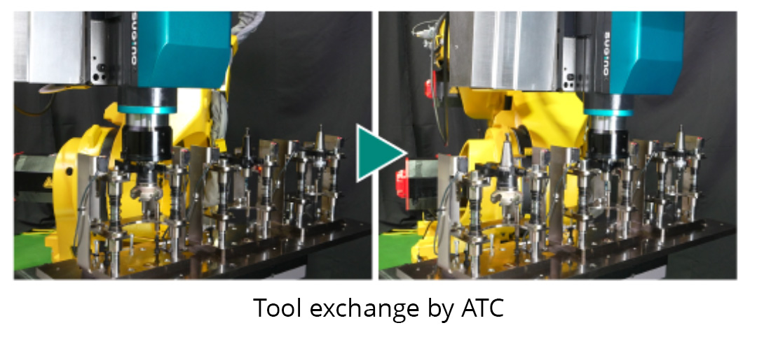 Selfeeder Duo Robot Edition changing tools via ATC or automatic tool changer