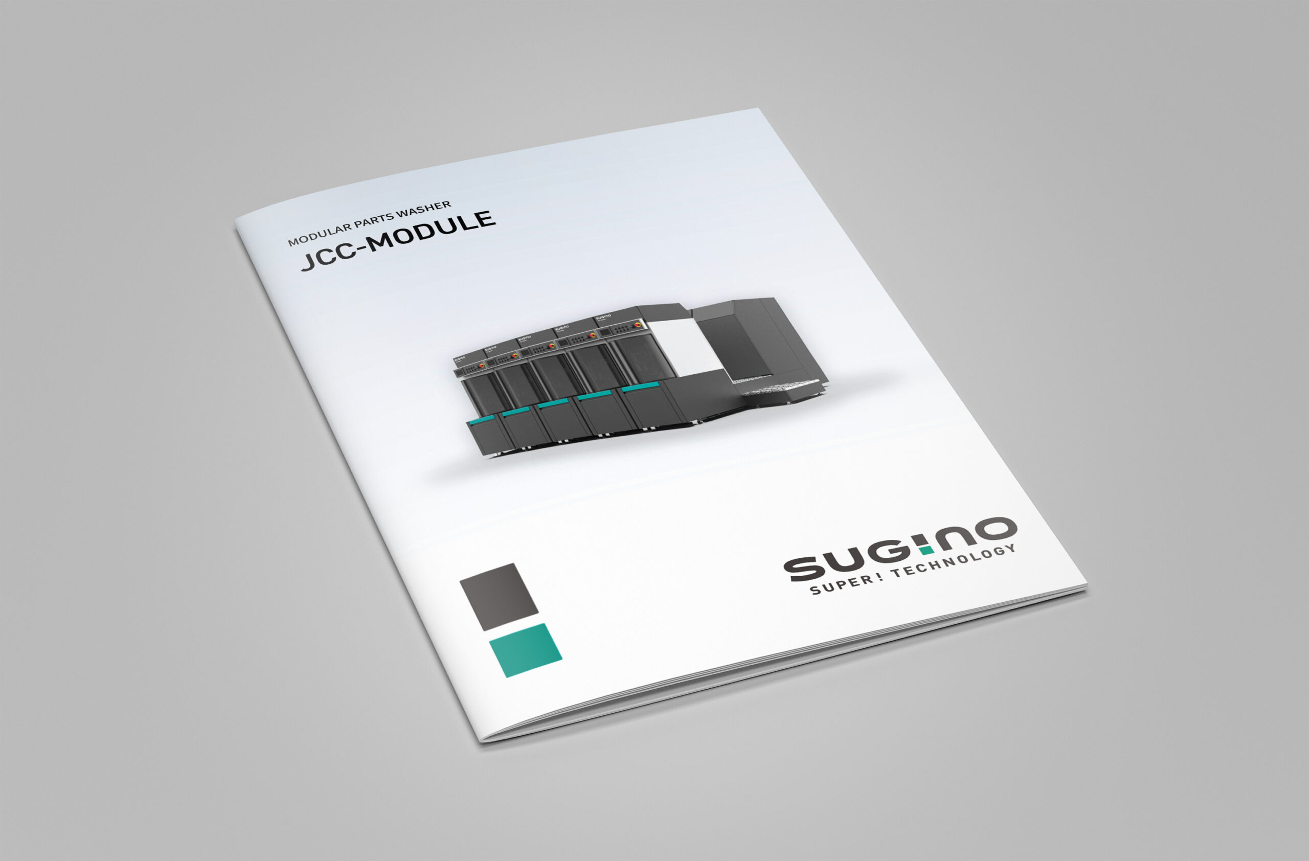 Das Cover der gefalteten Broschüre zum modularen Teilewaschsystem JCC-Module