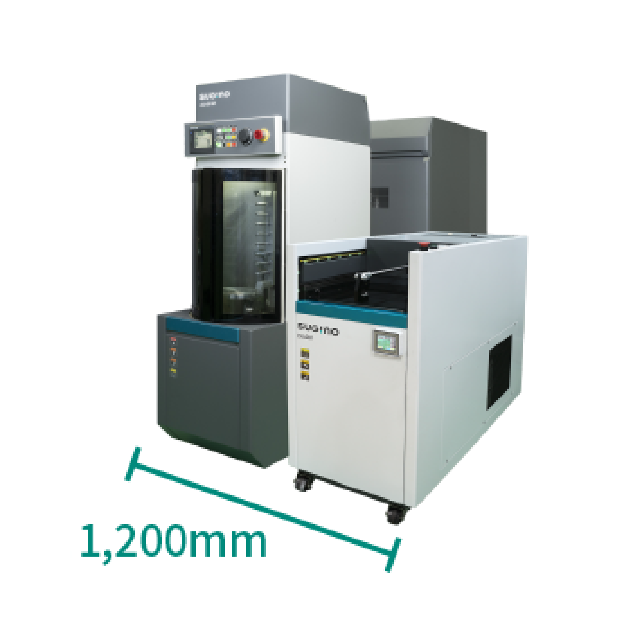 Combine the vacuum dryer with the compact targeted JCC-Mocule parts cleaning machine at just 600 mm each